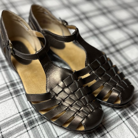 Softspots Bronze Leather Higby 1’ Lightweight Pillow Top Platform Sandal NIB 10W - Picture 7 of 14